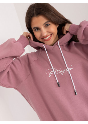 Tmavopúdrovo ružová mikina s kapucňou