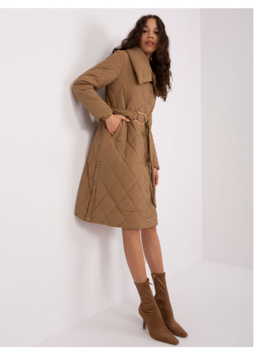 Hnedá prešívaná dlhá bunda
