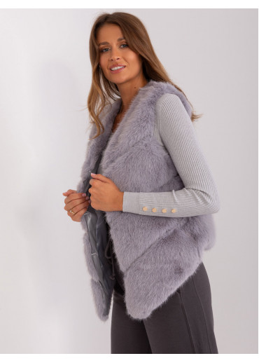 Sivá kožušinová vesta