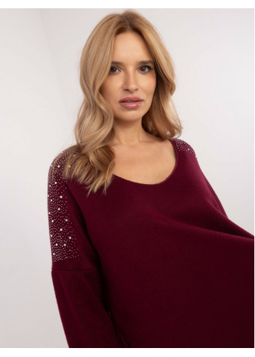 Bordovo červený dámsky sveter s aplikáciou