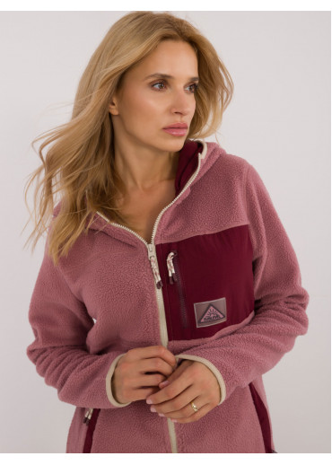 Tmavopúdrovo ružová hrejivá mikina na zips