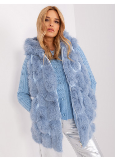 Modrá kožušinová vesta