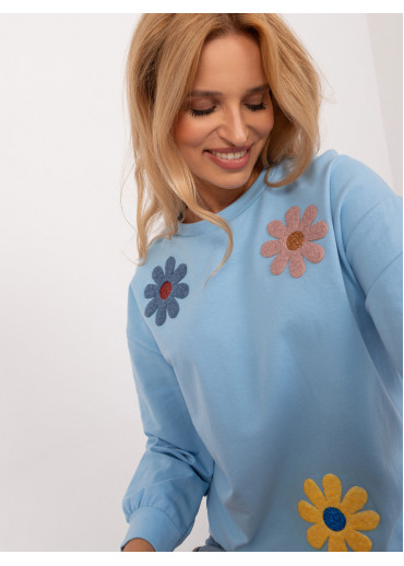 Svetlomodrá kvetovaná mikina