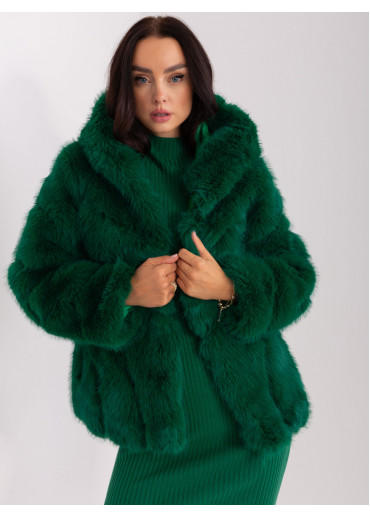 Tmavozelená kožušinová bunda