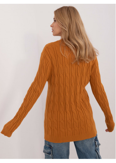 Karamelovo hnedý dámsky predĺžený sveter