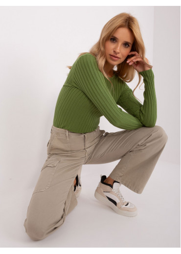 Khaki zelené tričko s dlhým rukávom