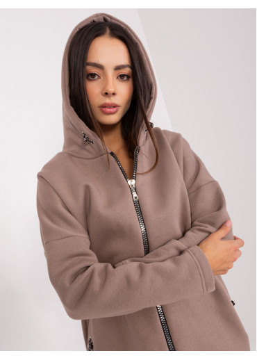 Béžovo hnedá predĺžená mikina