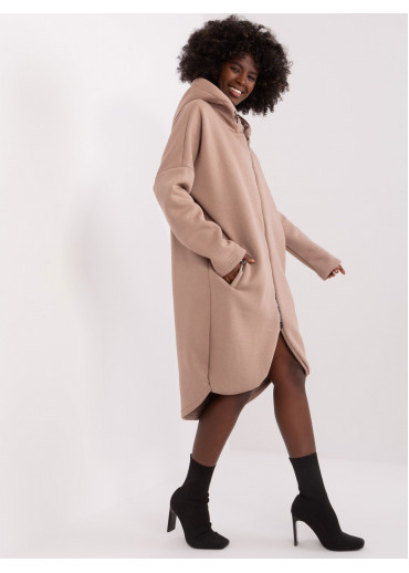 Béžovo hnedá predĺžená mikina