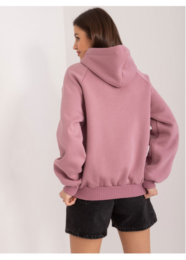Tmavopúdrovo ružová mikina s kapucňou