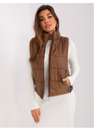 Hnedá bunda bez rukávov