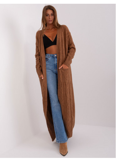 Hnedý dlhý kardigán
