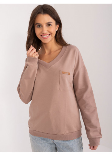 Béžovo hnedé dámske tričko s dlhým rukávom