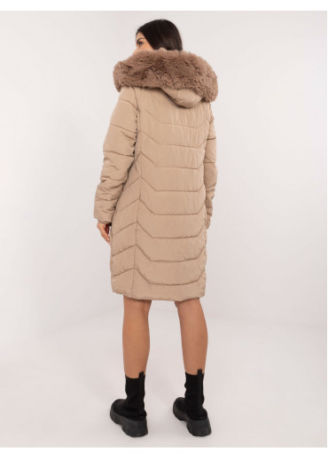 Béžovo hnedá bunda s kapucňou