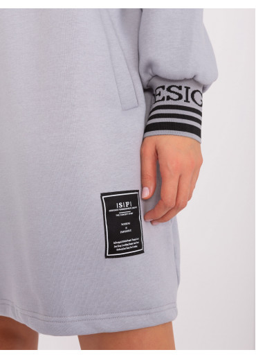 Sivá mikinová tunika