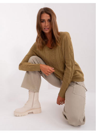 Olivovo zelený pulóver