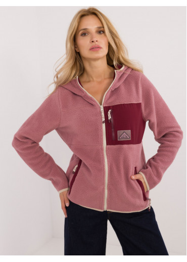 Tmavopúdrovo ružová hrejivá mikina na zips