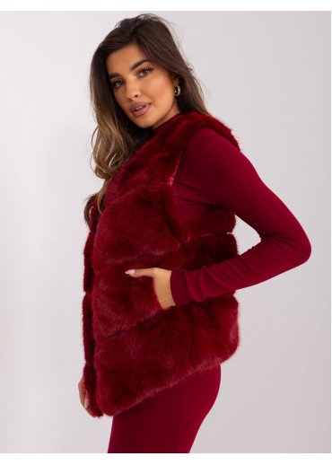 Bordovo červená kožušinová vesta