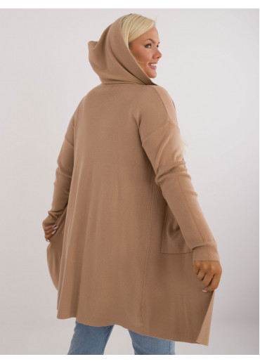 Hnedý predĺžený kardigán s kapucňou