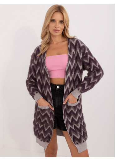 Slivkovo fialový dámsky dlhý kardigán
