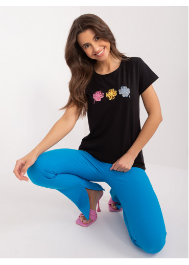 Čierne dámske tričko s krátkym rukávom