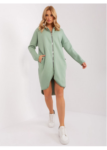 Svetlozelená predĺžená mikina