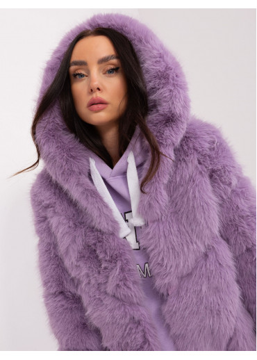Fialová kožušinová bunda