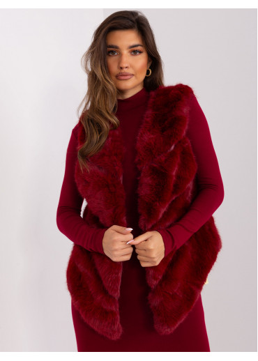 Bordovo červená kožušinová vesta