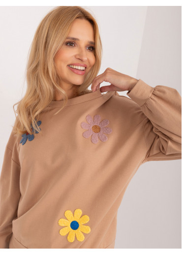 Kapučínovo hnedá kvetovaná mikina