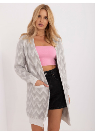 Sivý dámsky dlhý kardigán