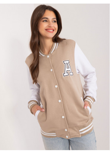 Béžovo hnedá baseballová mikina
