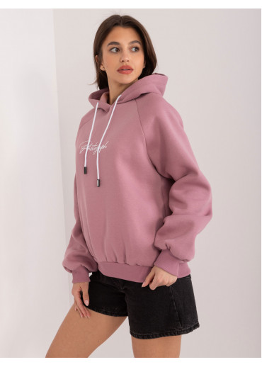 Tmavopúdrovo ružová mikina s kapucňou