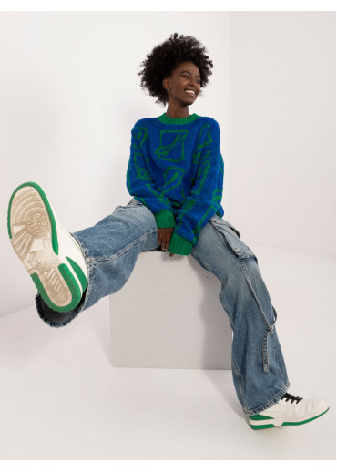 Modrý dámsky oversize sveter