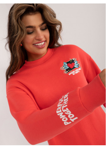 Koralovo ružová dámska mikina s potlačou