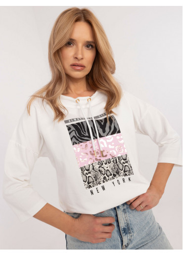 Smotanovo biela mikina s potlačou