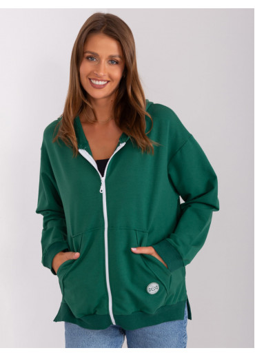 Tmavozelená mikina s kapucňou