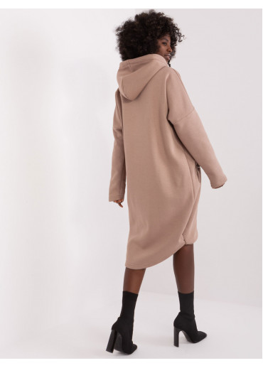 Béžovo hnedá predĺžená mikina