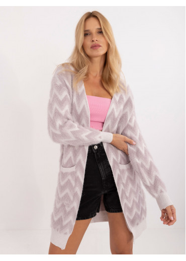 Fialový dámsky dlhý kardigán