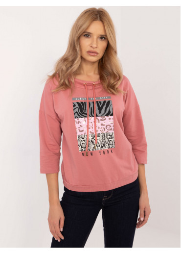 Tmavopúdrovo ružová mikina s potlačou