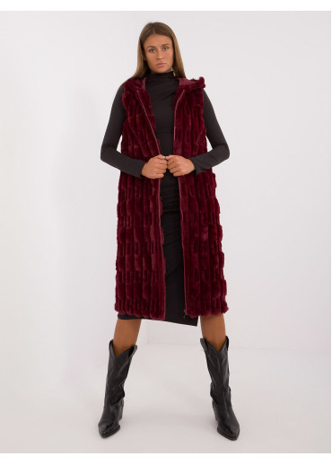 Bordovo červená dlhá vesta