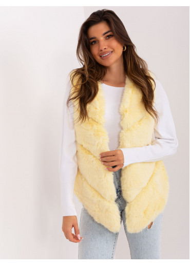 Vanilkovo žltá kožušinová vesta