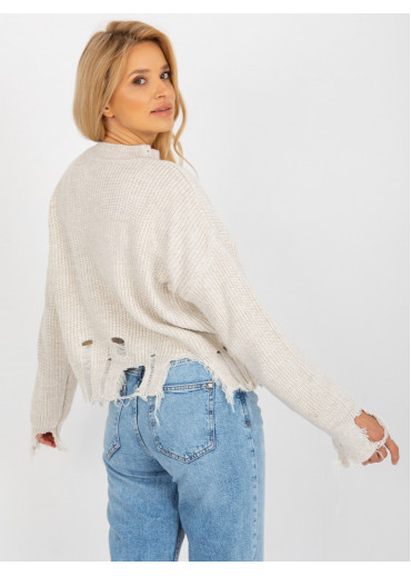 Béžovo hnedý potrhaný sveter