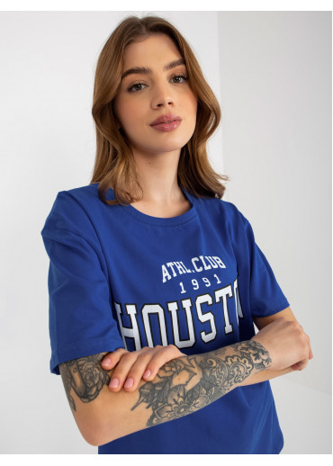 Kobaltovo modré basic tričko s potlačou