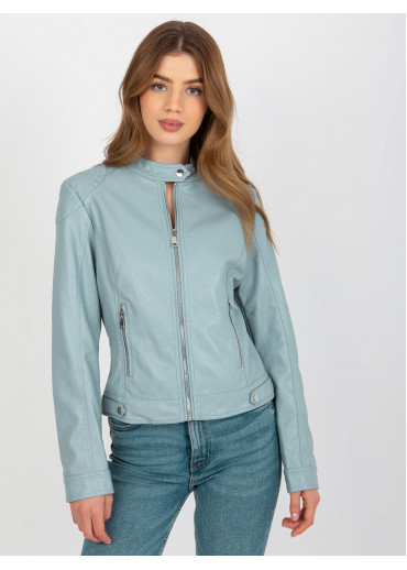Svetlomodrá koženková bunda