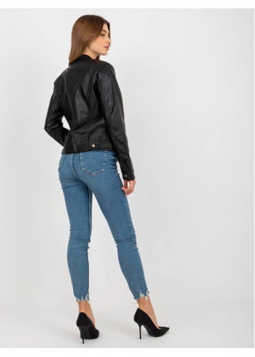 Čierna koženková bunda