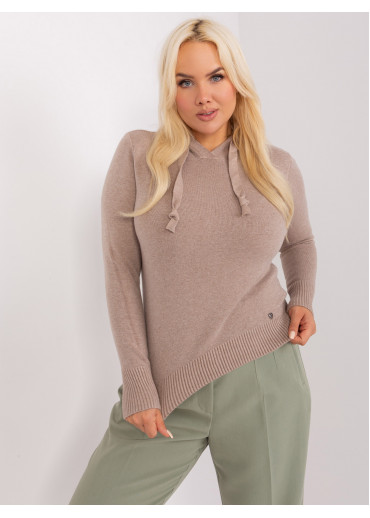 Béžovo hnedý pulóver s kapucňou