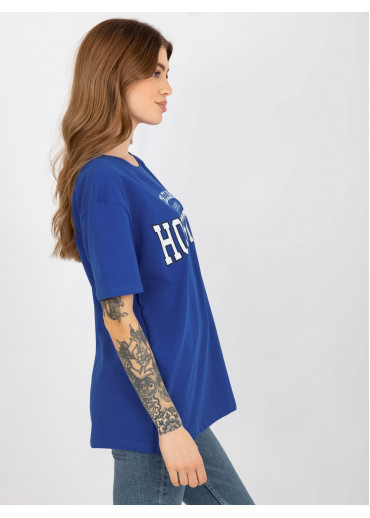 Kobaltovo modré basic tričko s potlačou