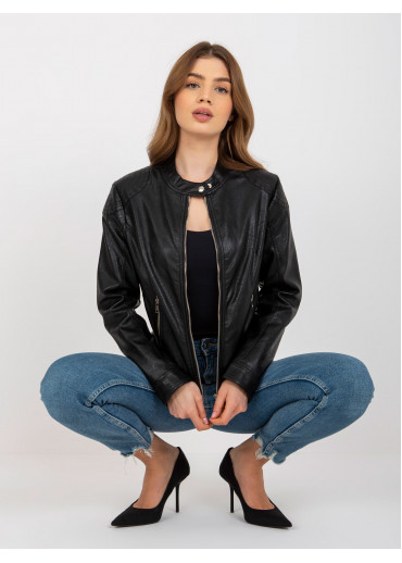 Čierna koženková bunda