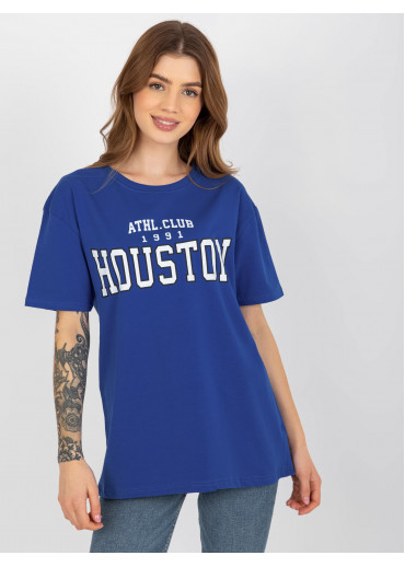 Kobaltovo modré basic tričko s potlačou