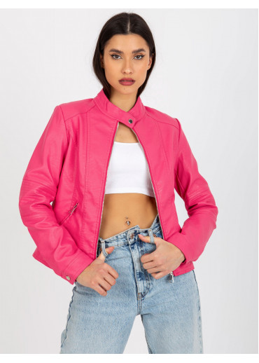 Tmavopúdrovo ružová koženková bunda