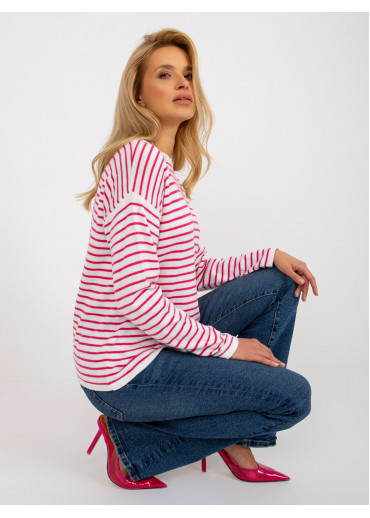 Ružový pruhovaný pulóver